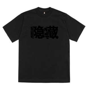 来福叶店2024隐藏印花短袖 街头滑板小领口街舞 T恤tee同色印花美式