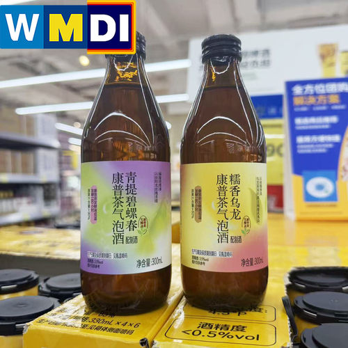 惠宜康普茶气泡酒糯香乌龙青提碧螺春风味300ml低度酒沃尔玛代购