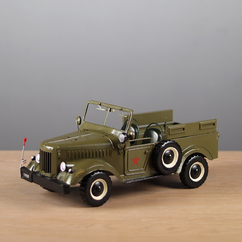 仿真二战苏联嘎斯69军车模型铁艺复古皮卡怀旧橱窗收藏装饰品摆件