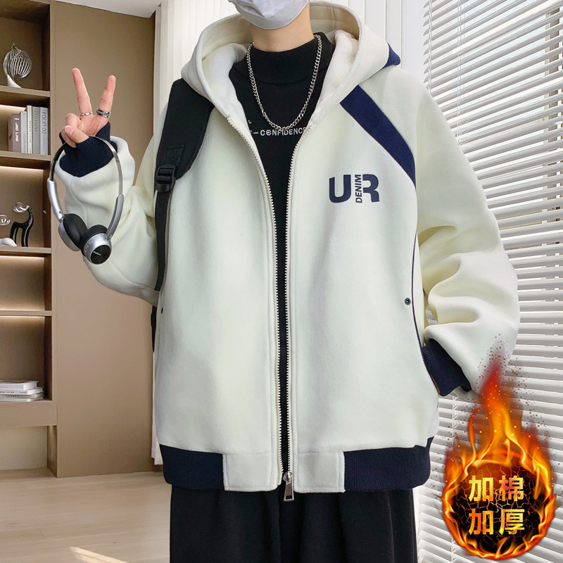 秋冬新款学院风奥粒绒加棉加厚夹克字母印花撞色潮流男生百搭外套,男装,夹克,淘宝优惠券,粉丝福利购,淘宝优惠卷