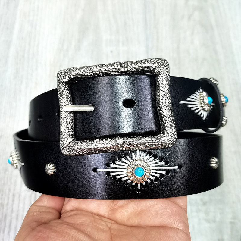 蛇纹日字扣皮带男真皮纯牛皮腰带复古手工头层牛皮裤带针扣潮