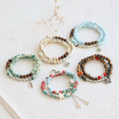 漫覆年华 小清新文艺新中式 景德镇陶瓷珠手串多圈一缕瓷手链682