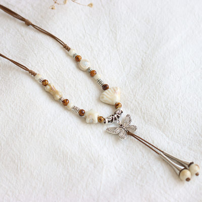 民族风景德镇陶瓷项链长款毛衣链