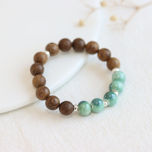 和光同尘 国风文艺景德镇陶瓷手串静心瓷珠鸡翅木珠新中式手链745