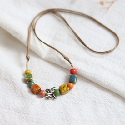 民族风项链景德镇陶瓷饰品锁骨链