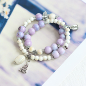紫慕玲苏 双层景德镇陶瓷手链民族风流行瓷珠手串百搭294 新中式