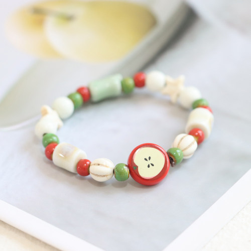 情侣景德镇陶瓷圣诞节苹果手链