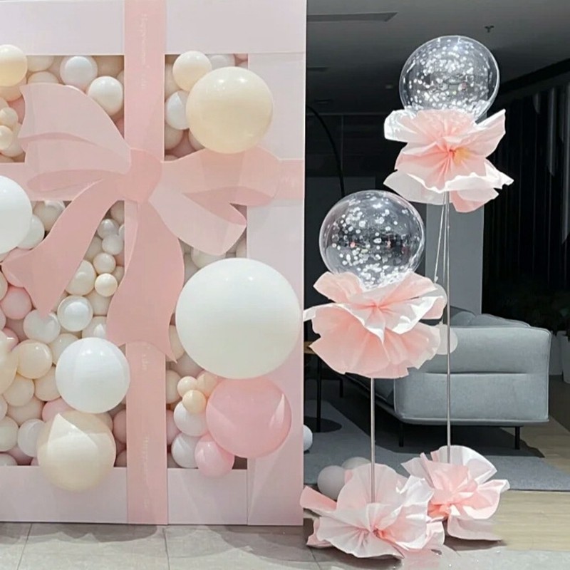 情人节店铺波波球亮片气球装饰立柱路引生日派对新店开业场景布置