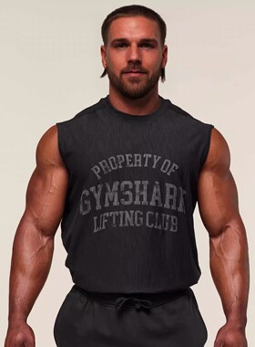 GYMSHARK LIGHTWEIGHT坎肩男士运动宽肩休闲宽松无袖竹节棉背心