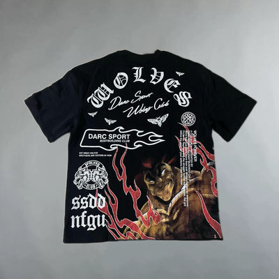 超帅DARCSPORT狼头范马勇次郎短袖男女美式运动健身休闲宽松棉t恤