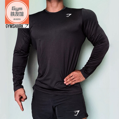 GYMSHARK ARRIVAL速干长袖男士轻量化修身透气网眼运动休闲t恤