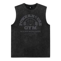 Darcsport collaboration Powerhouse washed-out men's sports and fitness loose vest cotton sleeveless T-shirt thumbnail 5