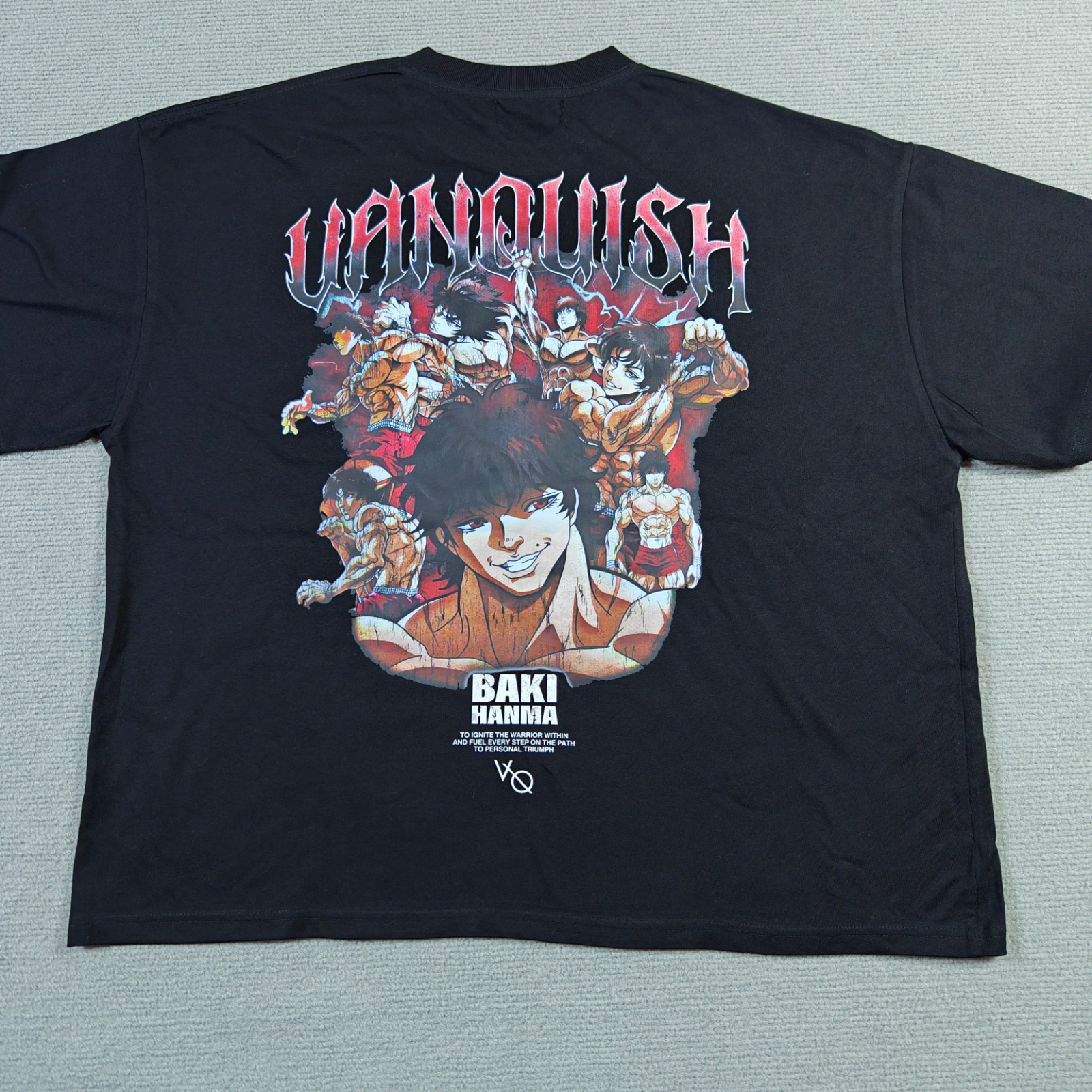 新款VANQUIHS BAKI刃牙联名短袖VQ男运动健身休闲宽松弹性圆领t恤