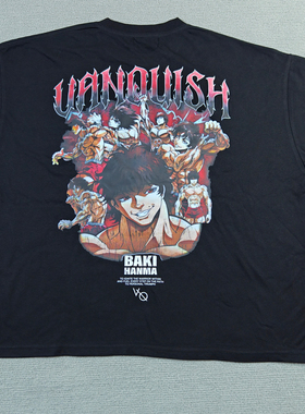 新款VANQUIHS BAKI刃牙联名短袖VQ男运动健身休闲宽松弹性圆领t恤