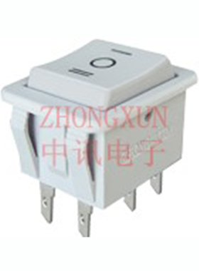 【中讯】船型开关翘板电源开关KCD4-203RN白色电门自锁6脚3挡斜脚