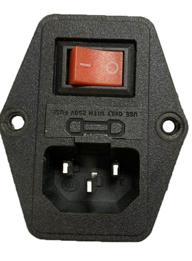 【中讯】电源插座AS-03带耳朵铜脚AC插座品字带保险丝座配2脚开关