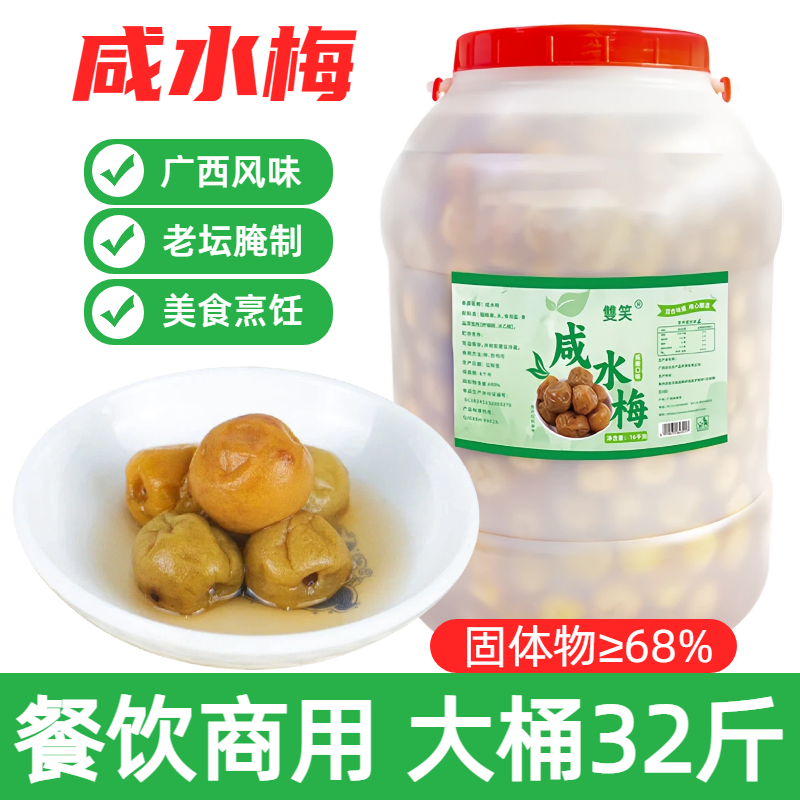 广西咸水梅传统腌制咸梅子盐水咸梅酸梅扣肉调味料商用大桶装32斤