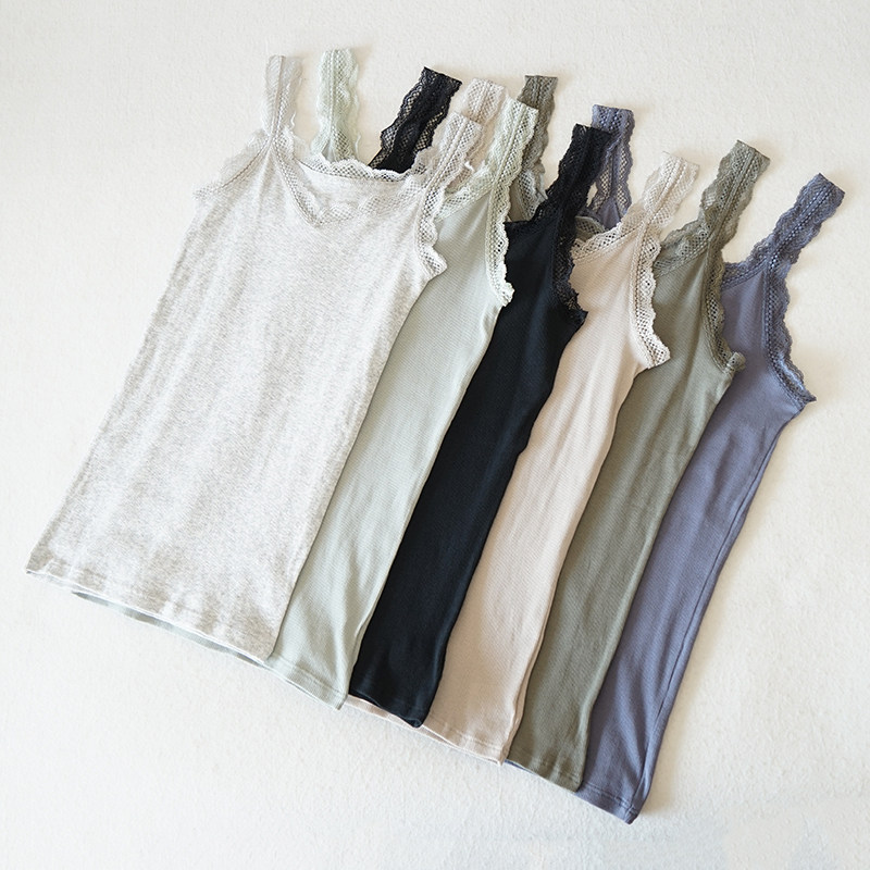 纯棉蕾丝纯色吊带背心内衣内搭