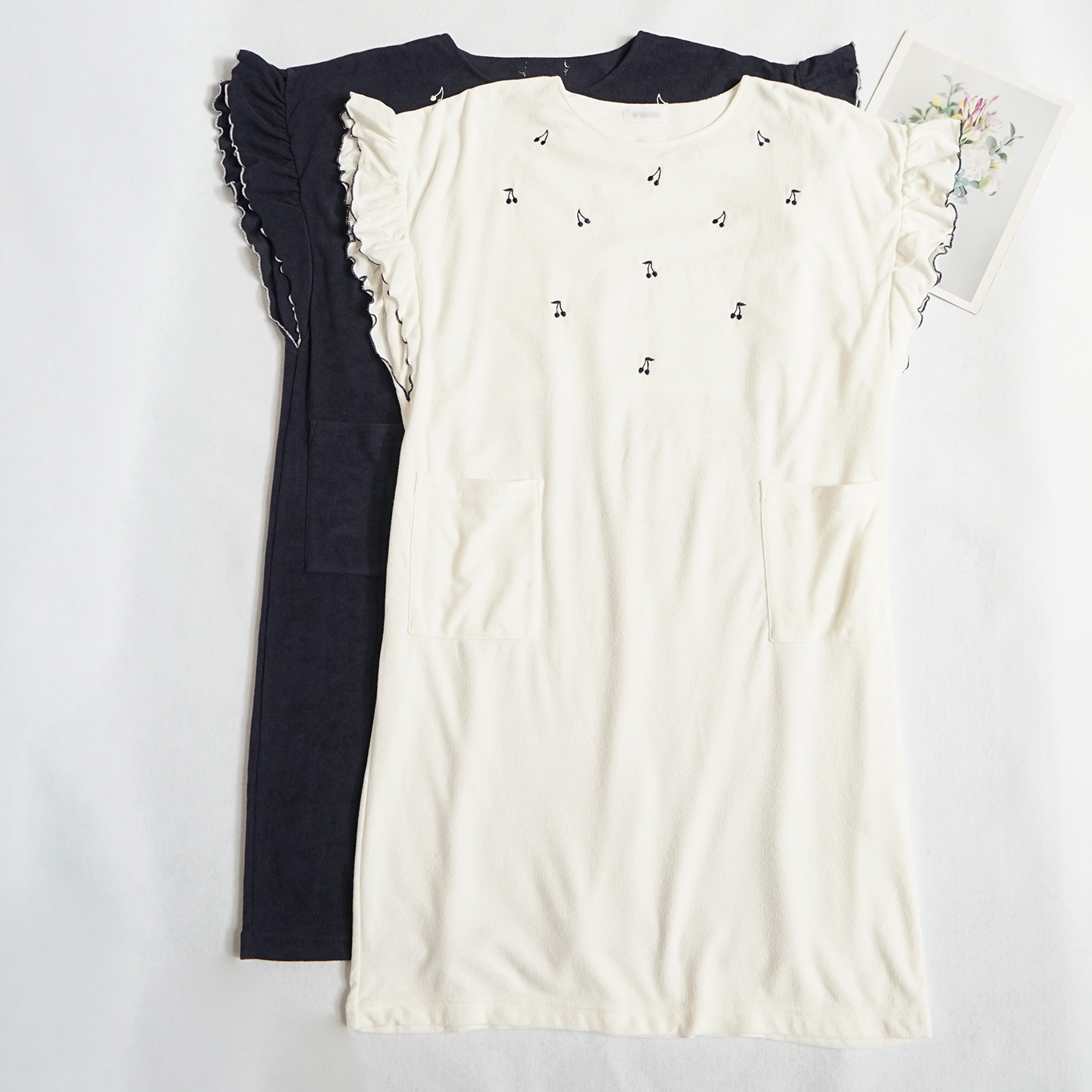 刺绣连衣裙女士家居服睡裙花边袖
