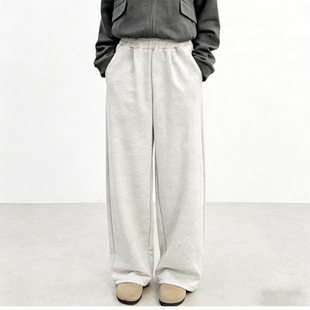 女士春秋季 女裤 百搭弹力长裤 子大码 K230 松紧腰高腰裤 宽松直筒裤