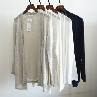 空调衫 女士防晒衣长袖 薄外套通勤纯色宽松大码 夏季 白深蓝W06 开衫