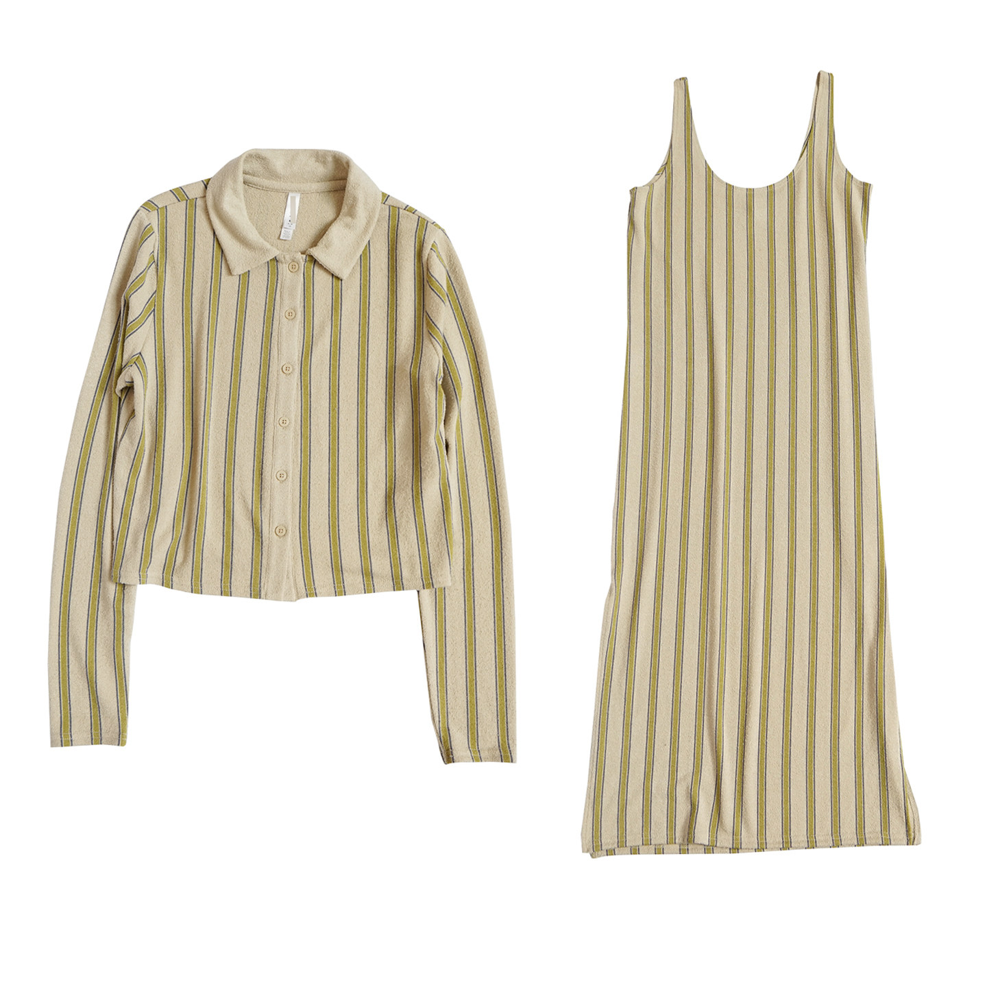 出口单新款女士休闲运动装竖条纹女套装长袖长裤长裙度假健身L10