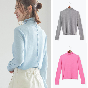 T恤打底衫 高领长袖 柔软舒适多彩纯色内搭T579 女士薄款 出口单新款