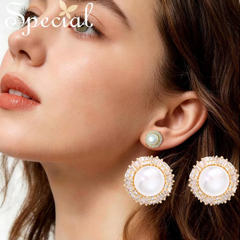 SPECIAL欧美风百搭气质淡水珍珠925银针耳钉耳环耳坠女2026新礼物