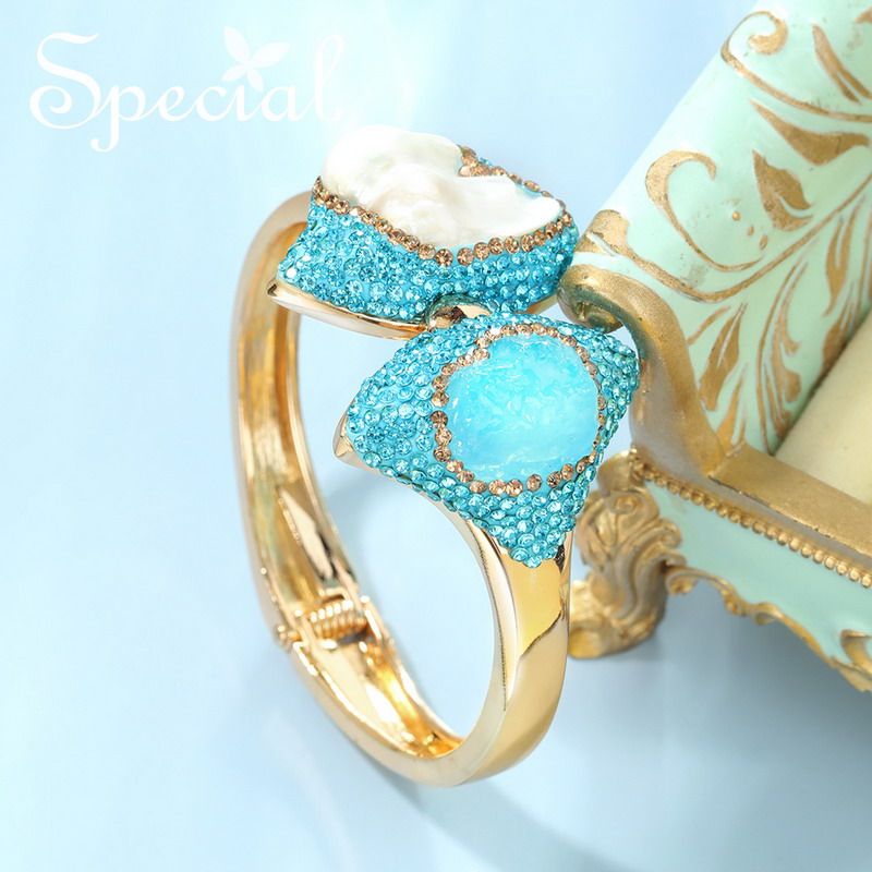 SPECIAL巴洛克淡水珍珠海蓝宝开口手镯镯子女轻奢小众2026年礼物