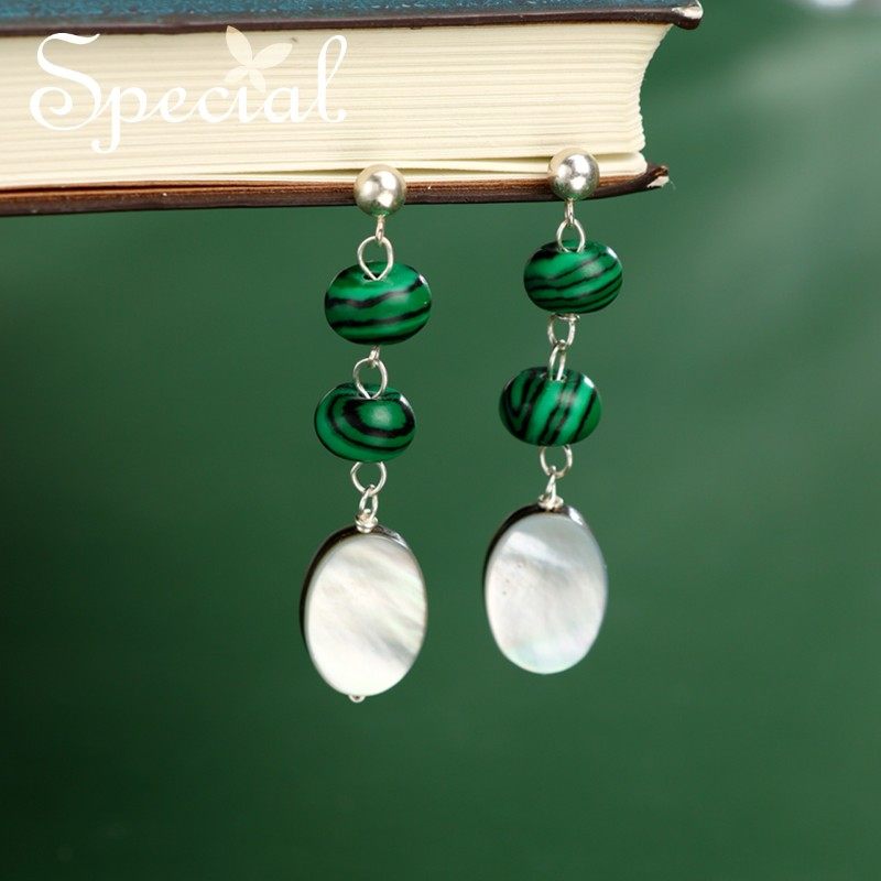 SPECIAL孔雀石耳钉女耳环流苏贝壳配饰养耳洞耳饰轻奢2026年新款,饰品/流行首饰/时尚饰品新,耳钉,淘宝优惠券,粉丝福利购,淘宝优惠卷