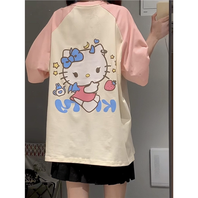 HelloKitty撞色插肩短袖t恤少女