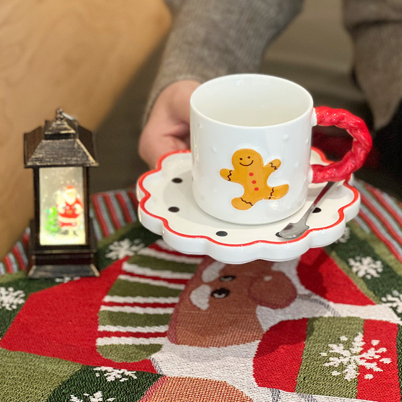 圣诞节礼物陶瓷杯咖啡杯碟喝水杯