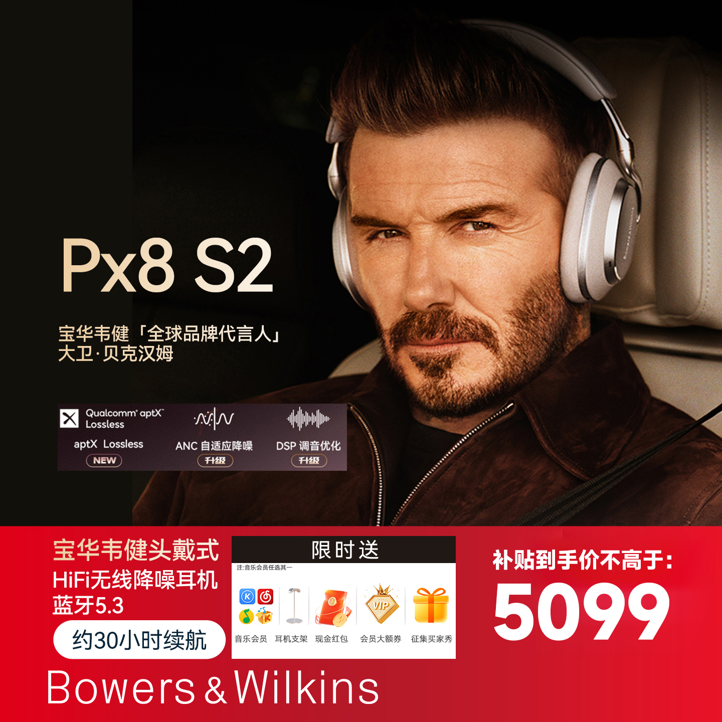 B&W宝华韦健px8S2无线降噪耳机