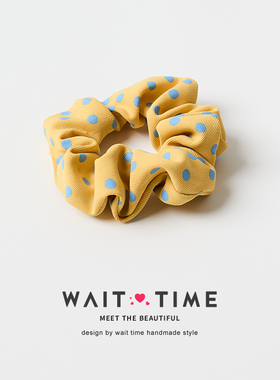 WAITTIME韩版波点格子布发圈