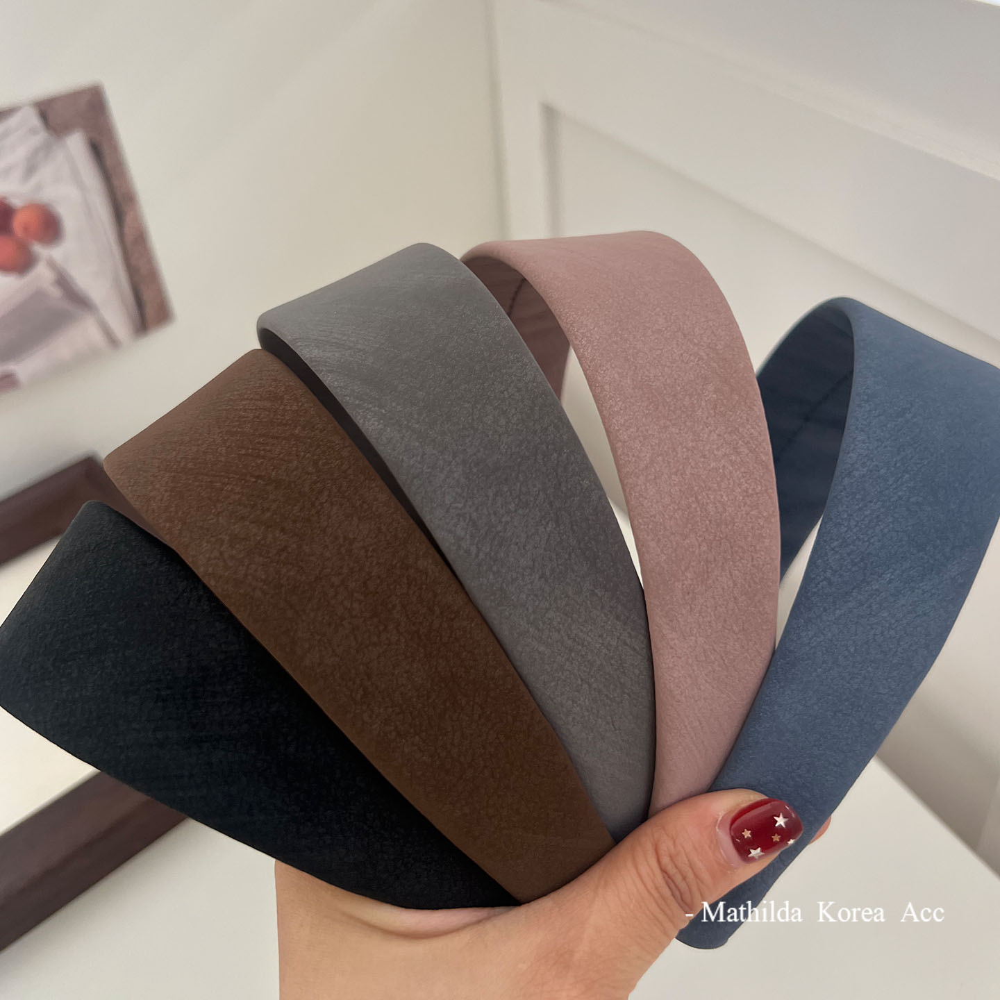 韩国麂皮质感宽边纯色发箍