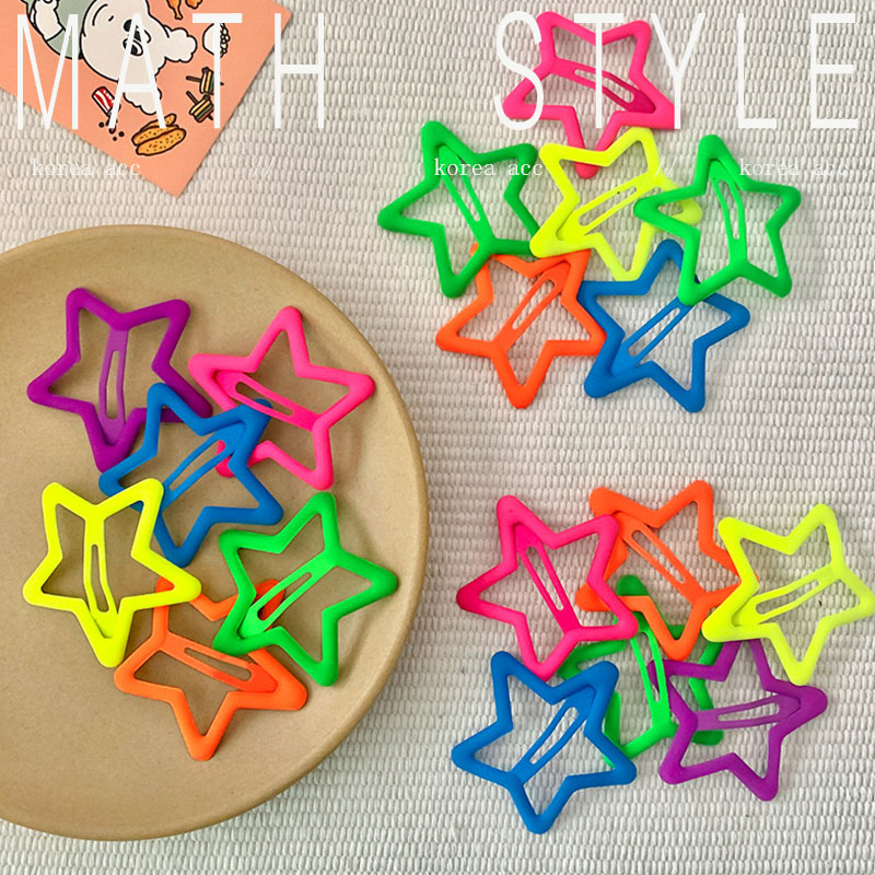 荧光色五角星发夹滴油彩色