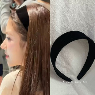 田中杏奈anna同款 日常外戴高颅顶头箍 黑色丝绒宽边发箍女2025新款