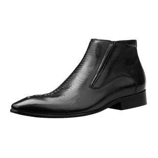 新款男靴子鳄鱼纹压花真皮英伦皮靴潮流马丁靴商务正装高帮皮鞋男