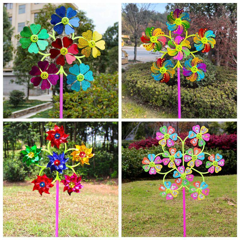 热销六轮幼儿园户外活动装饰七彩卡通图案塑料儿童玩具风车包邮,玩具/童车/益智/积木/模型,风车,淘宝优惠券,粉丝福利购,淘宝优惠卷