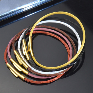 2mm钢丝绳手链可穿转运珠硬金黄金手绳可串珠半成品diy皮绳红绳潮