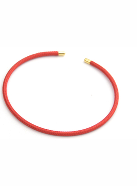 开口手环红绳C型记忆弹性手链串大孔配饰红色串3D硬金转运珠
