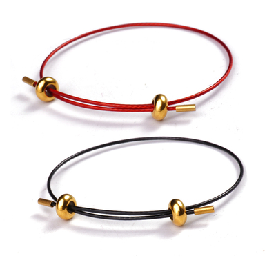 男女钢丝绳INS风可穿珠红绳手绳