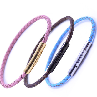 弯管扣牛皮皮绳可串珠3MM半成品红绳手链绳手环可串珠黄金3D硬金