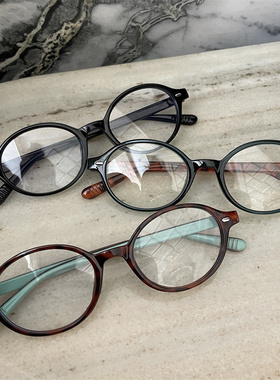 韩国ins博主fever同款玳瑁色中古风质感张元英同款书呆子眼镜