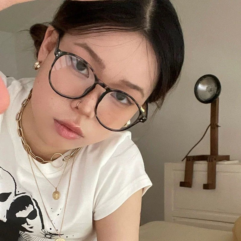 素颜韩系黑框眼镜架可拆卸镜片新款网红拍照显脸小无镜片眼镜框女