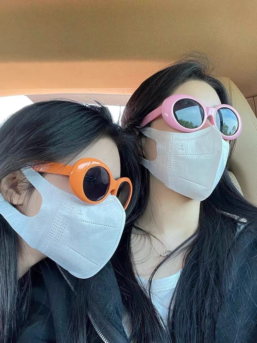 糖果色圆形彩色INS小众椭圆形简约质感遮阳眼镜防晒墨镜男女可戴