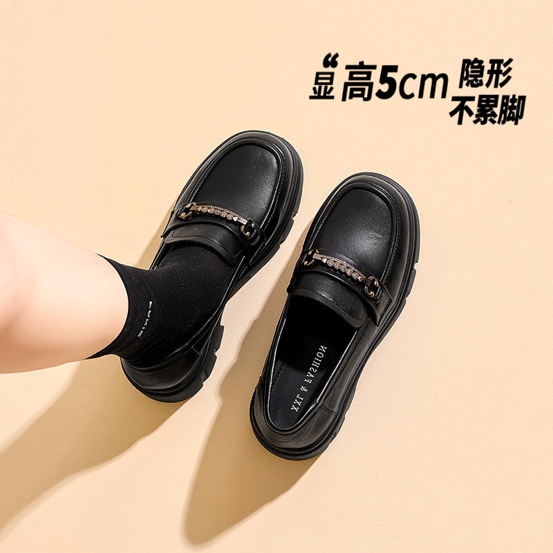 英伦复古厚底一脚蹬乐福鞋女