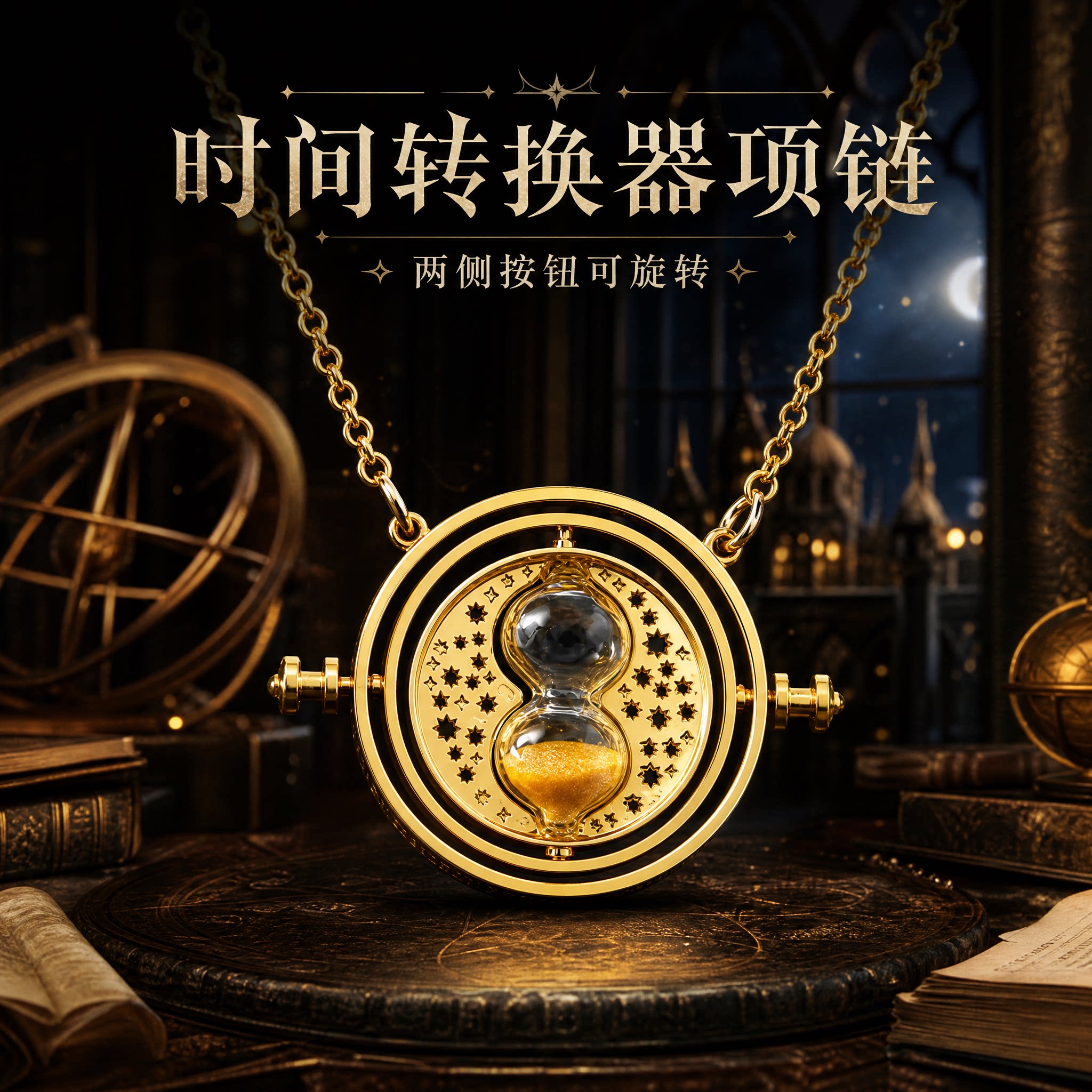 哈利波特时间转换器项链复古精工沙漏吊坠哈迷收藏学生生日礼物