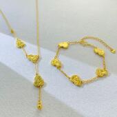 2025款 古法沙金手链龙鳞碎金葫芦项链女秋冬高级感久不掉色毛衣链