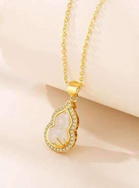 s925纯银葫芦项链女新中式国风锁骨链高级感颈链小众设计感毛衣链